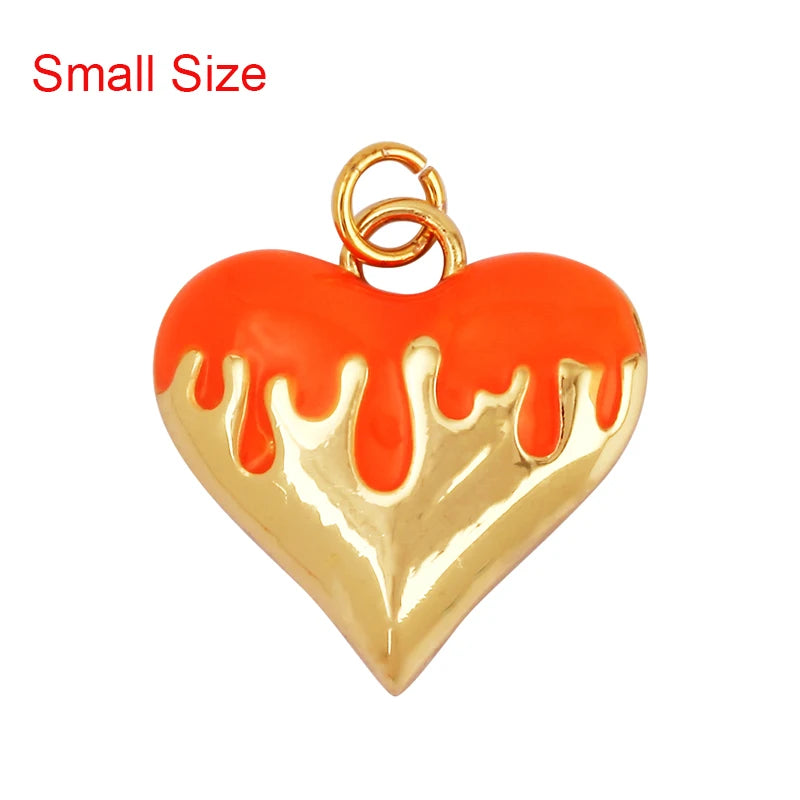 Enamel Flowing Heart Charm Pendant Valentine Gift,18K Real Gold Plated Colour,Necklace  Pendant for Handmade Jewelry Supply M92