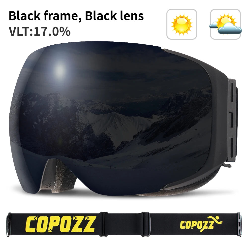 COPOZZ Brand Ski Goggles Replaceable Magnetic Lenses UV400 Anti-fog Snow Ski Mask Skiing Men Women Snowboard Goggles GOG-2181
