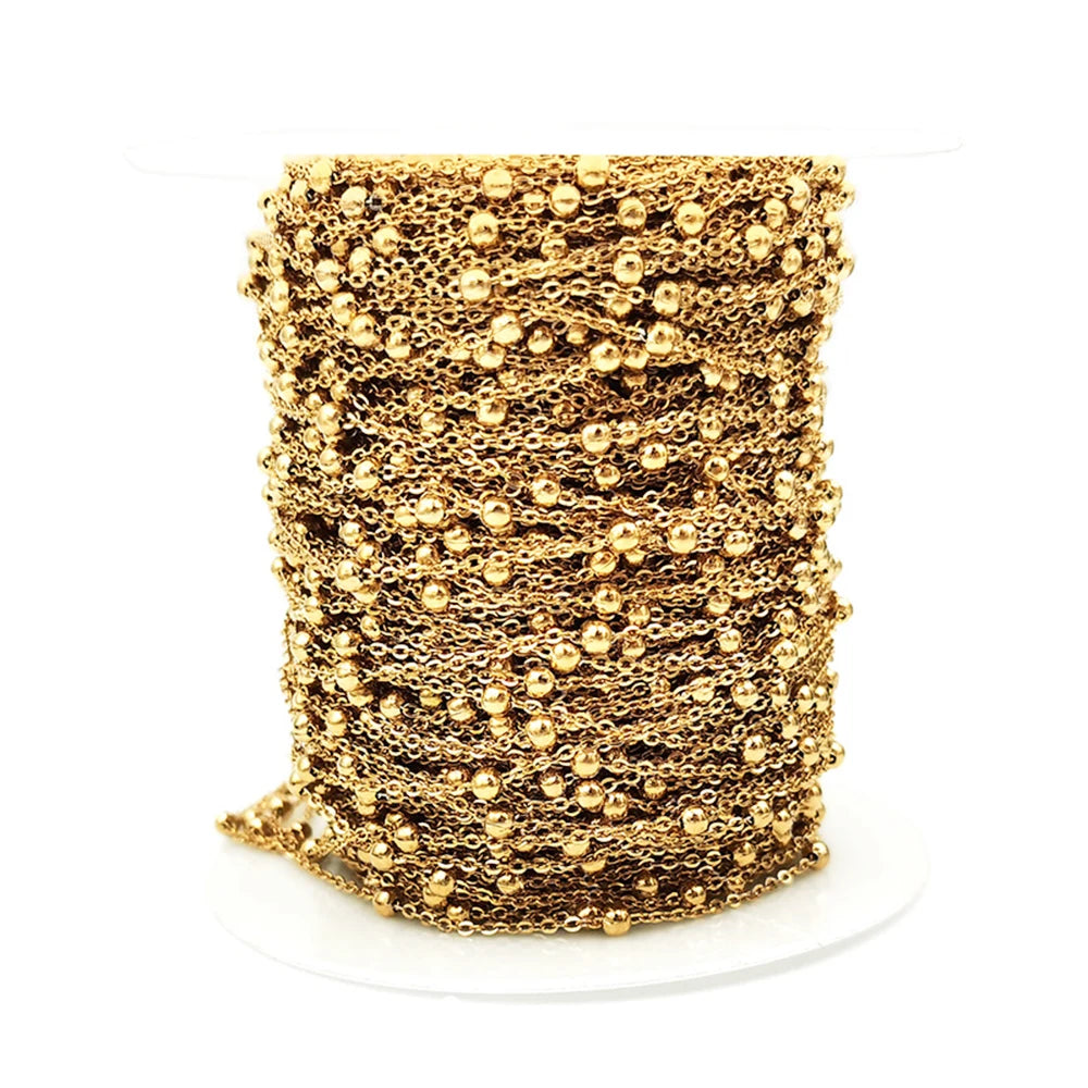 Wholesale 1M 2M 5M Stainless Steel Gold Color Beaded Chain Link Ball Chain DIY Anklet Necklaces Bracelet Making Accessories