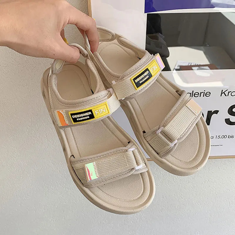 2023New Women's Sandals Fashion Thick Soled Non Slip Comfortable Outer Wear Seaside Sandalias for Summer Buckle Strap Beach