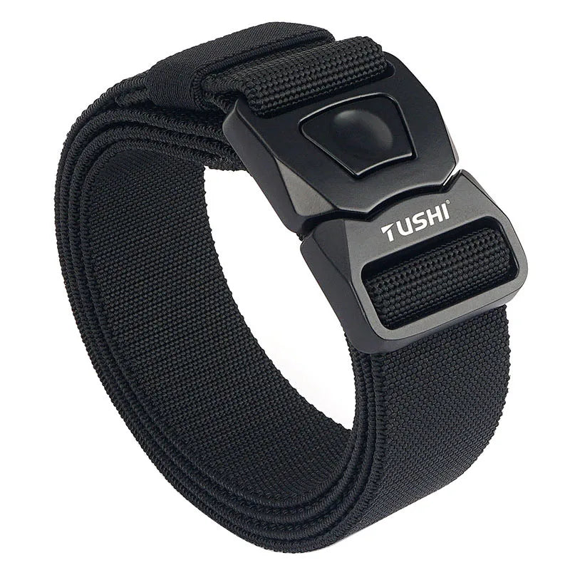 VATLTY New Men's Elastic Belt Matte Black Alloy Buckle Quick Release Tactical Outdoor Belt Military Army Girdles Male Waistband