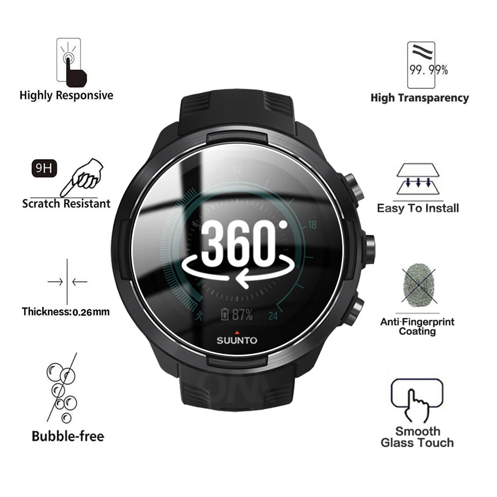 [5PCS] Tempered Glass for Suunto Watch 9 Baro 7 5 3 Screen Protector - Ultra HD Anti-scratch Glass Protective Film Accessories