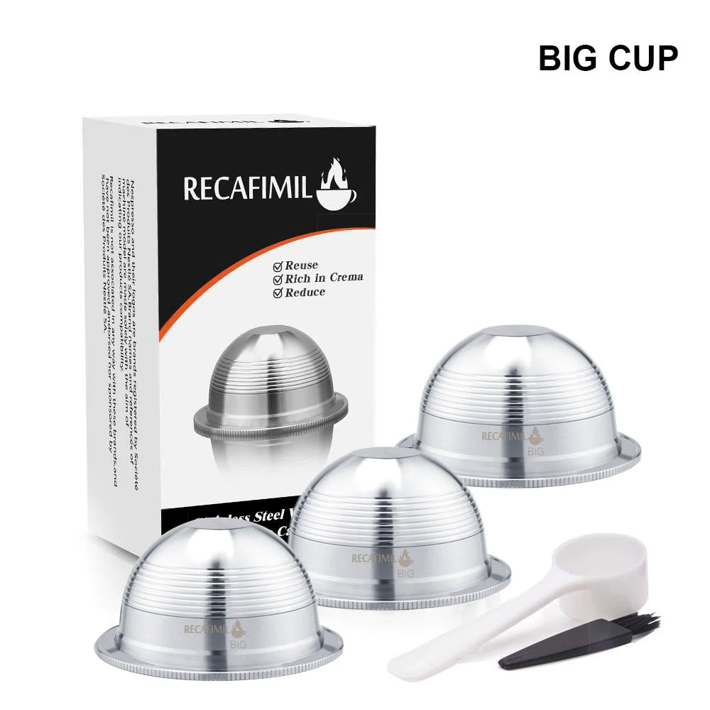 ICafilas Espresso Capsulas Recargables Nespresso Vertuoline & Vertuo Stainless Steel (G2) Refillable Capsule Reusable Filter ODS