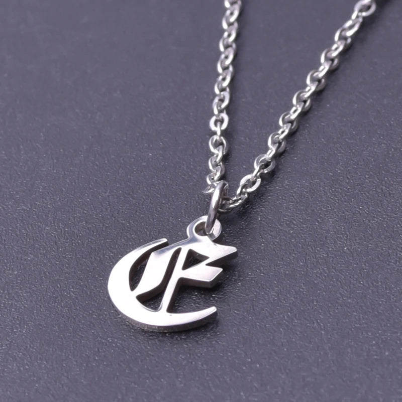 2pcs Stainless Steel Initial Necklace For Men Women Chain Old English Pendant 26 Letters Statement Necklaces Jewelry Couple Gift