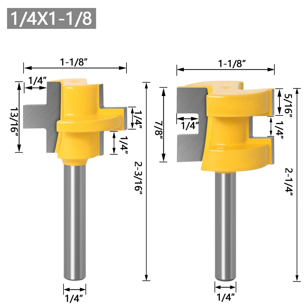 2pcs Mini Tongue & Groove Router Bit Set - 1/4" Shank Line knife Woodworking Tenon Cutter for Woodworking Tools