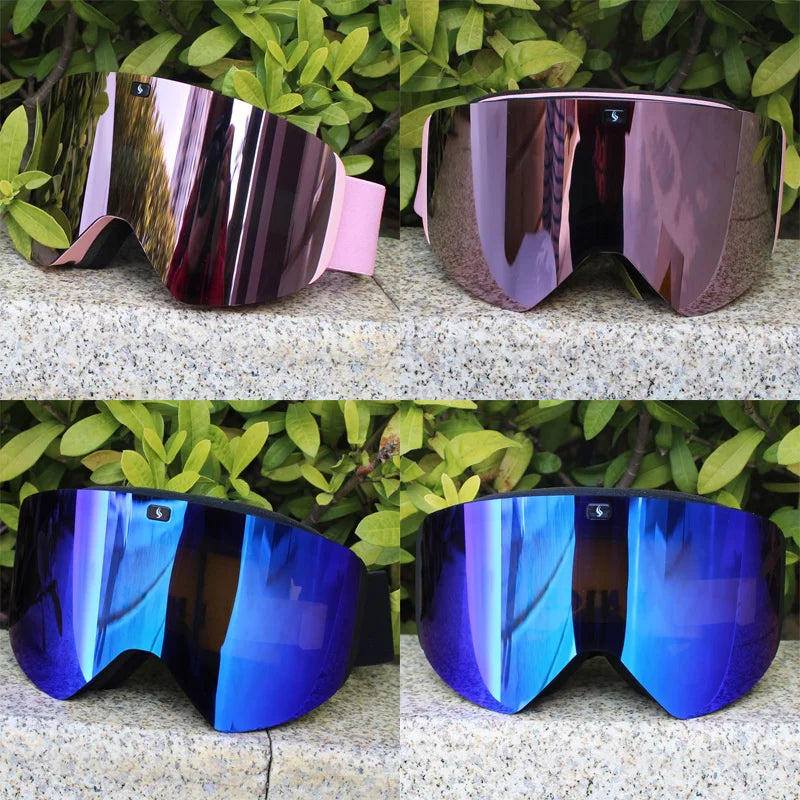 Ski Goggles with Magnetic Double Layer Polarized Lens Skiing Anti-fog UV400 Snowboard Goggles Men Women Ski Glasses Eyewear