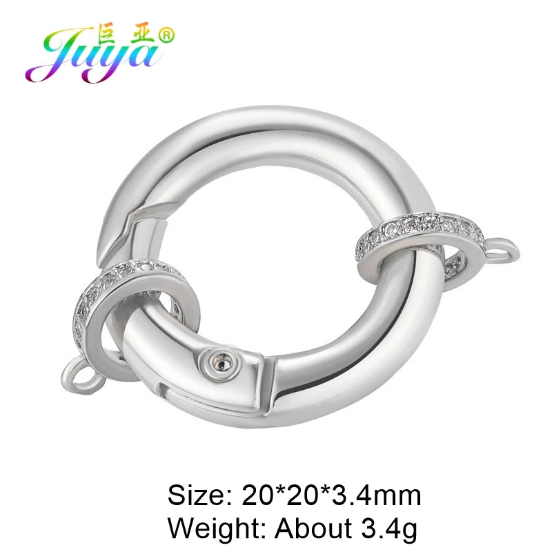Juya Handmade Creative 18K Gold Plated Brass Screw Locks Carabiner Clasps Accessories For DIY Mesh Chains Pendant Jewelry Making