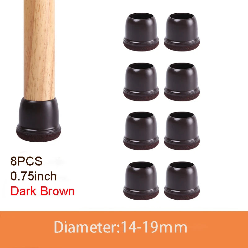 8PCS Thick Rubber Chair Leg Protector Covers Felt Bottom Furniture Pads Floor Protectors Caps to Reduce Noise And Prevent Scratc