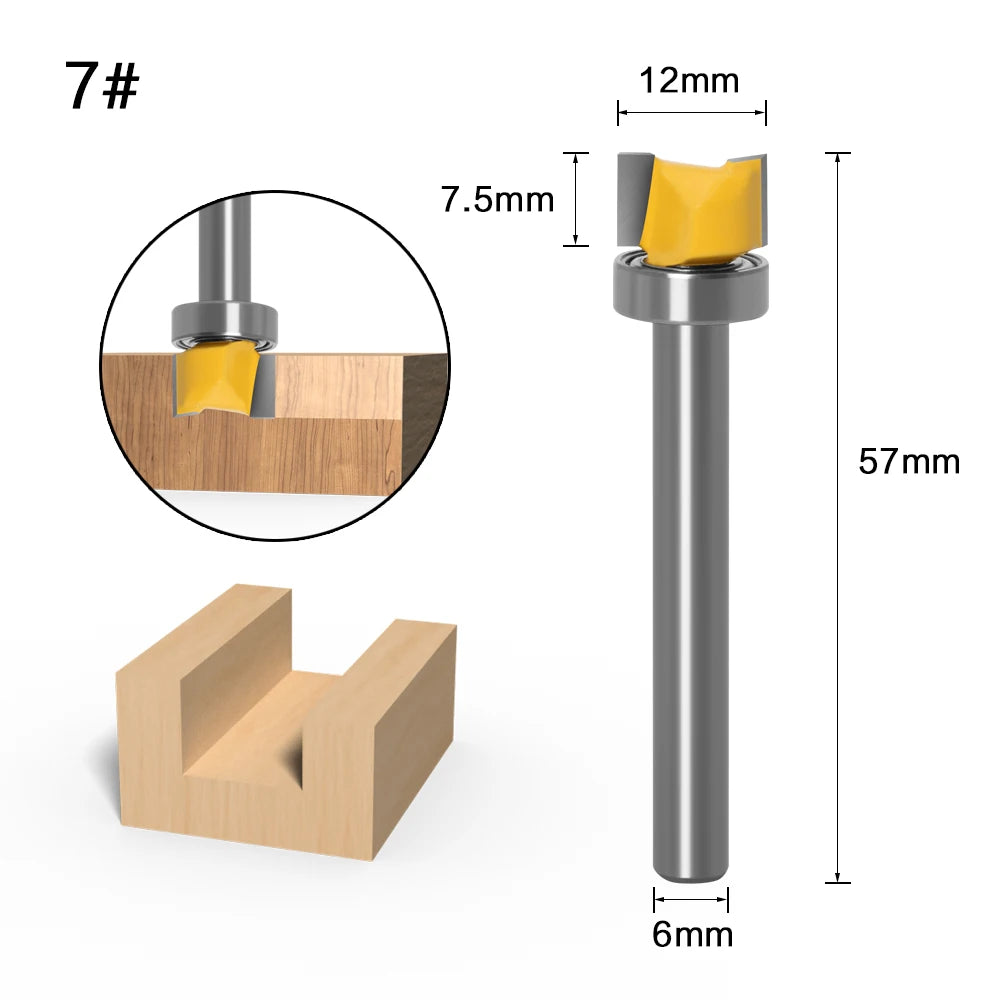 1PC 6mm Shank Template Trim Hinge Mortising Router Bit Straight end mill trimmer cleaning flush trim Tenon Cutter forWoodworking