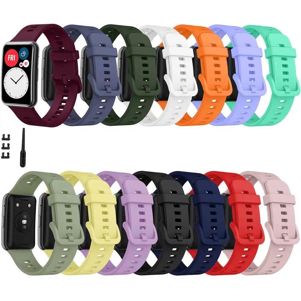 Sport Silicone Watchband For Huawei Watch Fit Strap Original SmarwatchWriststrap Belt Bracelet Printing Accessories with tool