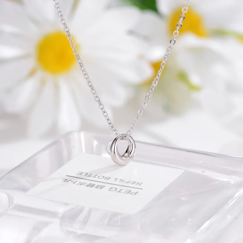 925 Sterling Silver Necklaces Women Fine Jewelry Wedding Accessories Geometric round Pendant Beads Necklace Wholesale