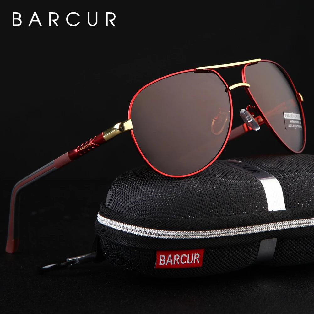 BARCUR Men Polarized Sunglasses Man Designer Red Glasses Classic Sun Glasses Women Shade Male Driving Accessories Eyewear