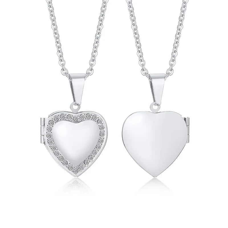 Delicate Floral Oval Heart Locket Pendant Necklaces for Women,Stainless Steel Photo Frame Promise Love Keepsake Gift