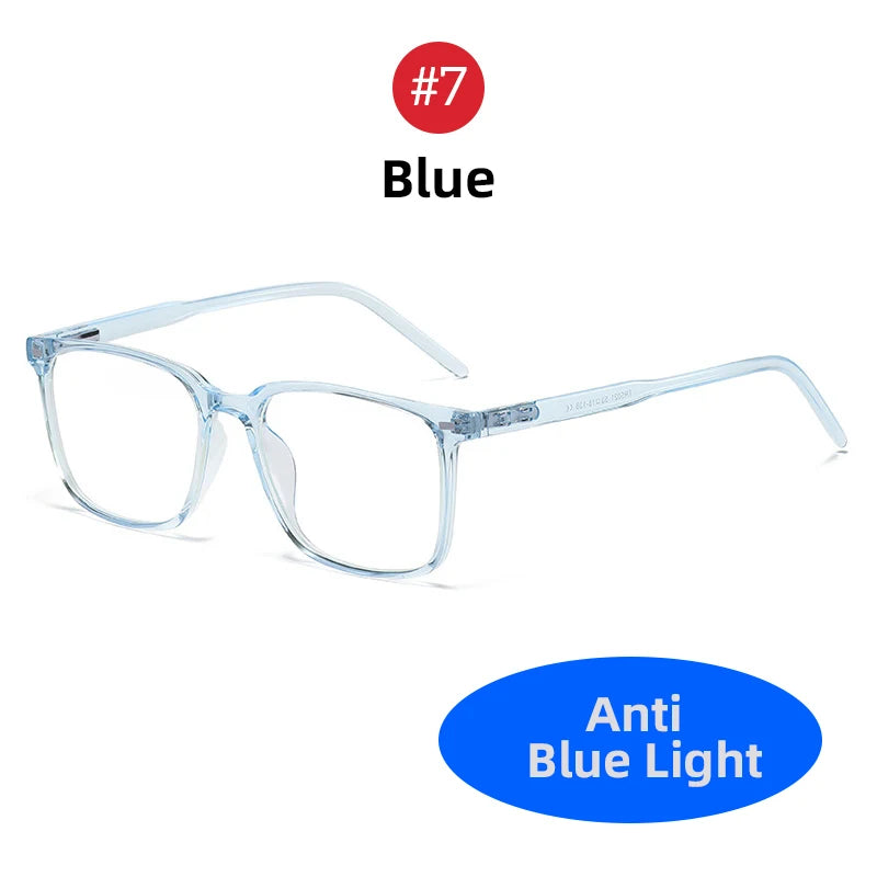 VIVIBEE Classic Square Blue Light Blocking Men Glasses Computer Gaming TR90 Black Anti Ray Eyeglasses Better Sleep Clear Eyewear