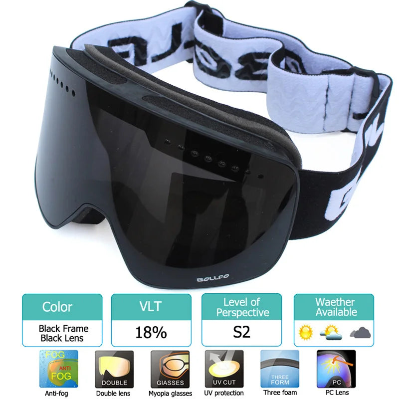Ski Goggles with Magnetic Double Layer polarized Lens Skiing Anti-fog UV400 Snowboard Goggles Men Women Ski Glasses Eyewear case