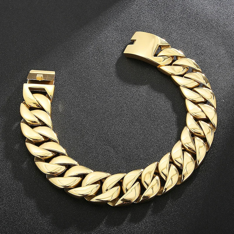 Kalen 20mm/31mm Punk Men's Women's Stainless Steel Necklace Heavy Larger Necklace Curb Cuban Chain Choker Jewelry 40/42cm Length