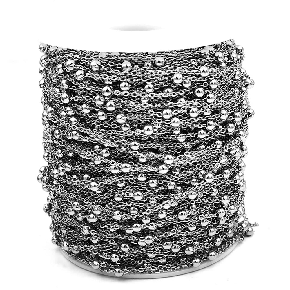 Wholesale 1M 2M 5M Stainless Steel Gold Color Beaded Chain Link Ball Chain DIY Anklet Necklaces Bracelet Making Accessories