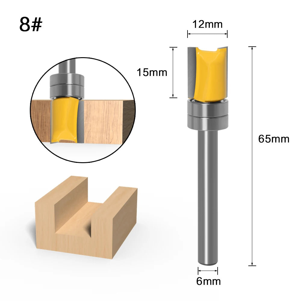 1PC 6mm Shank Template Trim Hinge Mortising Router Bit Straight end mill trimmer cleaning flush trim Tenon Cutter forWoodworking