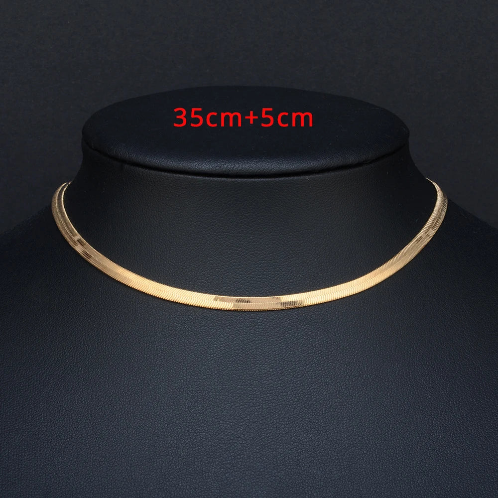 Punk Clavicle Flat Blade Snake Link Choker Necklace Gold Silver Color Stainless Steel Neck Chains For Women Jewelry Chocker 2023