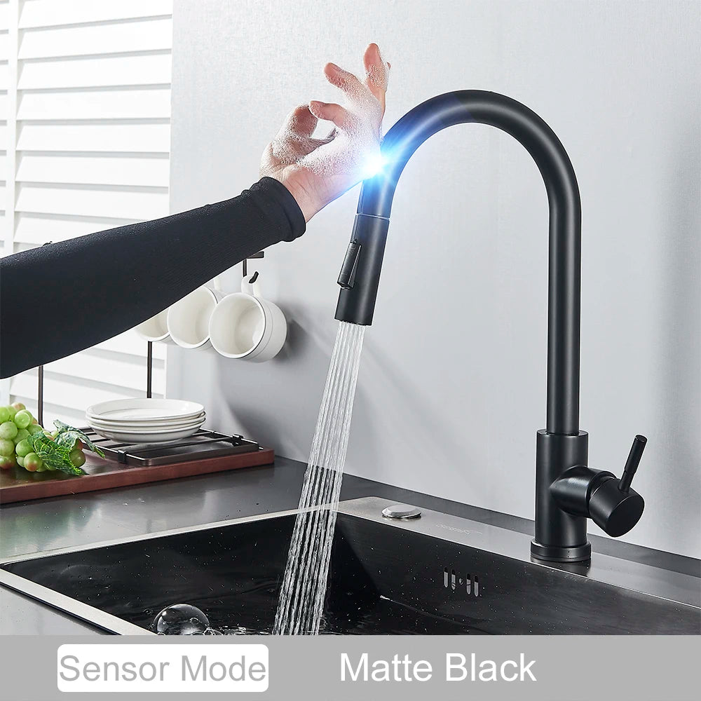 Pull Out Sensor Black Kitchen Faucet Sensitive Touch Control Faucet Mixer For Kitchen Touch Sensor Kitchen Mixer Tap