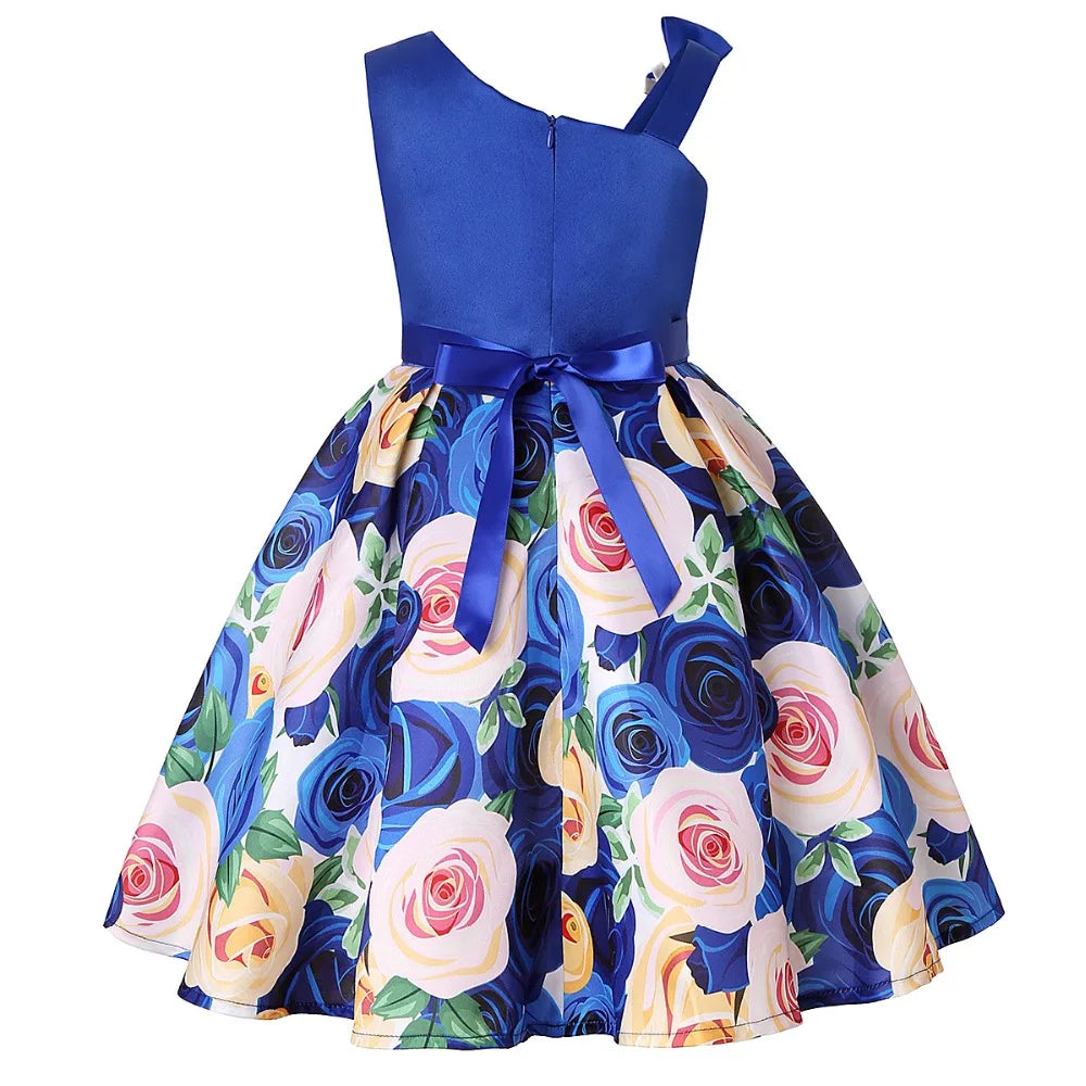 Summer Kids Flower Dresses for Girls Christmas Children Clothing Dress Princess Brithday Wedding Party Baby Girl Dress With Bow