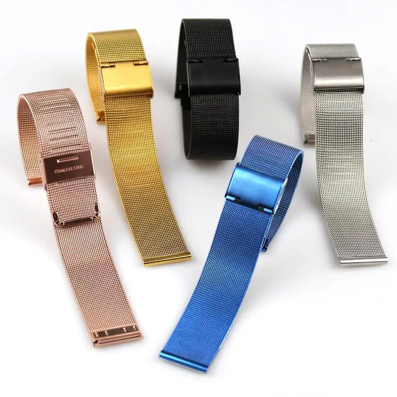 Universal Milanese Watchband 18mm 20mm 22mm Silver Gold Metal Stainless Steel Strap Band Replacement Bracelet For Smart Watch