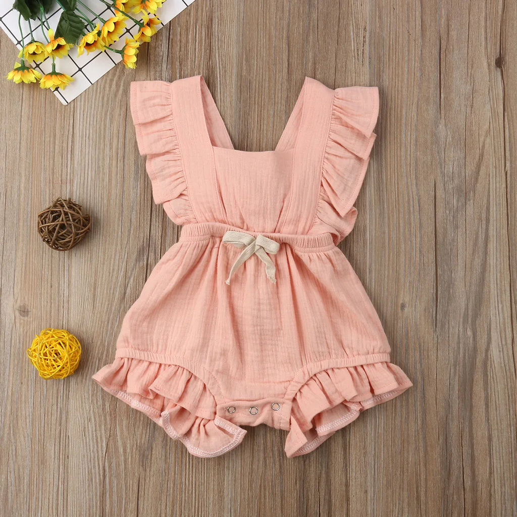 Citgeett sUMMER Newborn Baby Girls Ruffle Solid Color Bodysuit Jumpsuit Outfits Summer Casual Clothing Sunsuit