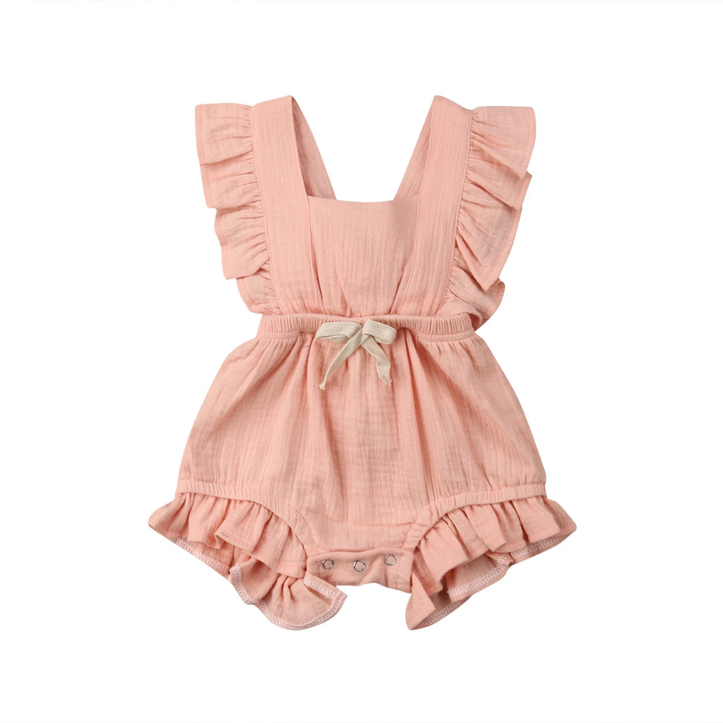 Citgeett sUMMER Newborn Baby Girls Ruffle Solid Color Bodysuit Jumpsuit Outfits Summer Casual Clothing Sunsuit