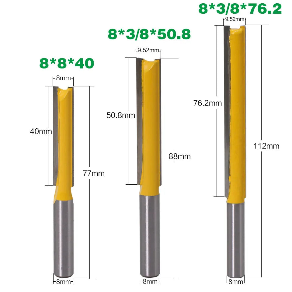 1Pcs 8mm" Shank Long Cleaning Bottom Router Bit Cutter CNC Woodworking Clean Bits