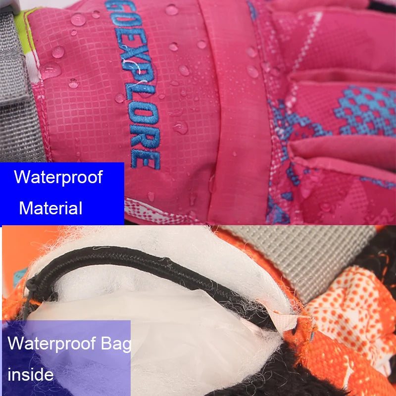 Goexplore best Ski Gloves 2025 Men Women -30 Thicken Waterproof Outdoor Motorcycle Snowboard Snowmobile Snow Mittens Winter Male