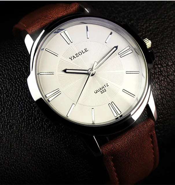 Hot YAZOLE Mens Watches Top Brand Luxury Blue Glass Watch Men Wristwatch Waterproof Leather Roman Men's Watch Male Clock relojes