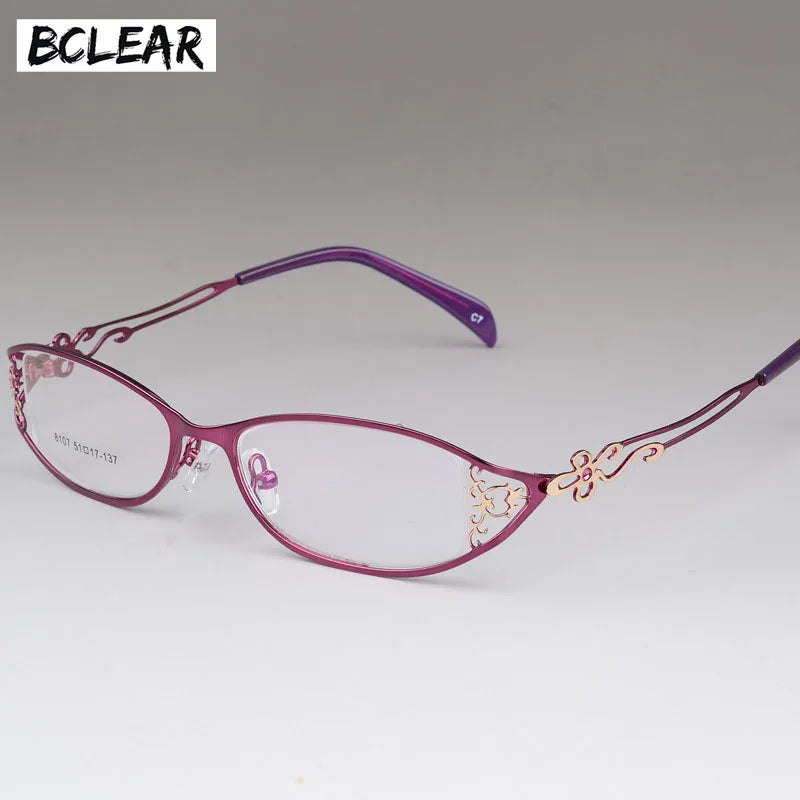 BCLEAR Ladies Business Glasses Frames Hollow Carved Metal Full Frame Glasses Beautiful Fashion Alloy Ultra-Light Eyeglasses New