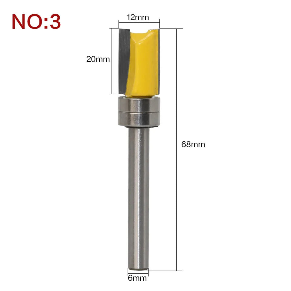 1PC 6mm Shank Template Trim Hinge Mortising Router Bit Straight end mill trimmer cleaning flush trim Tenon Cutter forWoodworking
