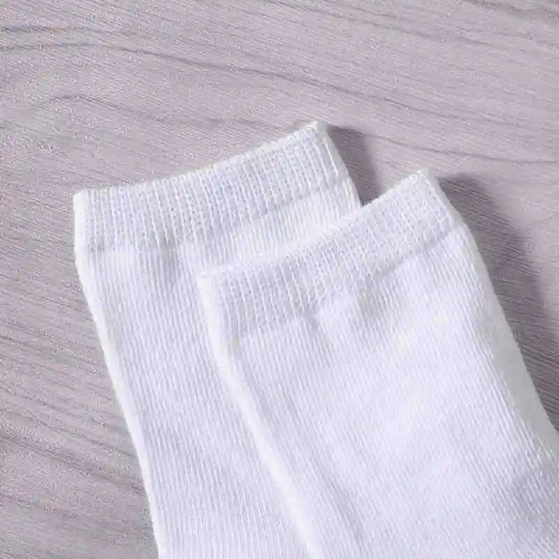 5 Pairs Kids Pure White Sock Baby Boy Girl Solid Breathable Cotton Sport Spring