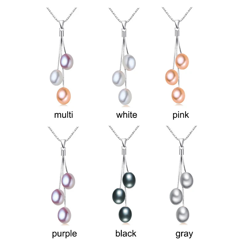 ZHBORUINI 2024 Fashion Pearl Necklace Pearl Jewelry Multicolour Natural Pearl Pendant 925 Sterling Silver Jewelry For Women Gift