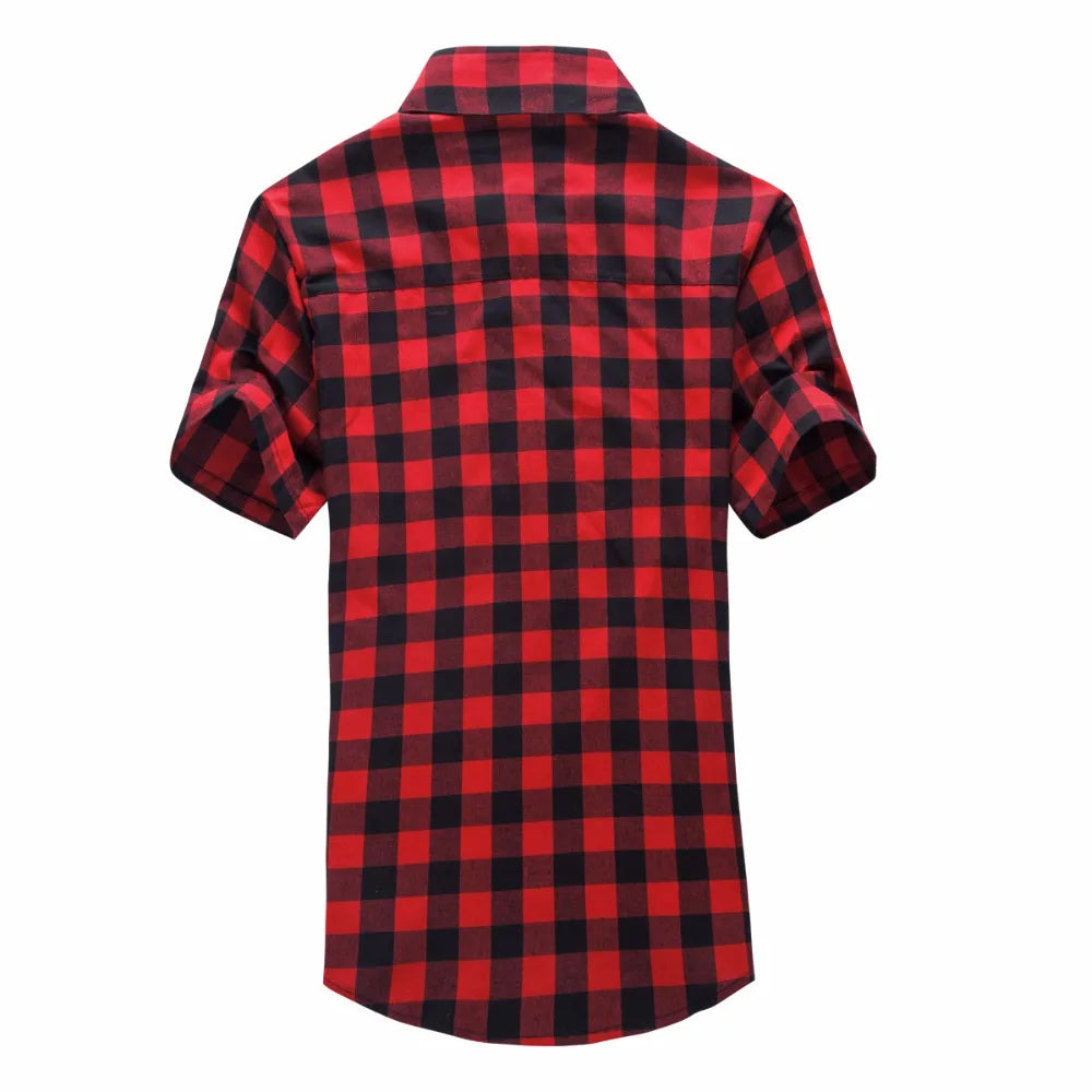 Red And Black Plaid Shirt Men Shirts 2026 New Summer Fashion Chemise Homme Mens Checkered Shirts Short Sleeve Shirt Men Blouse