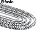 Customized 3/4/5/6/8mm Width Mens Square Stainless Steel Wheat Link Necklace Chain Silver Color 16"~36"