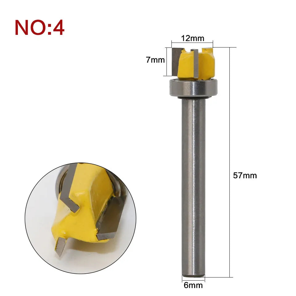 1PC 6mm Shank Template Trim Hinge Mortising Router Bit Straight end mill trimmer cleaning flush trim Tenon Cutter forWoodworking