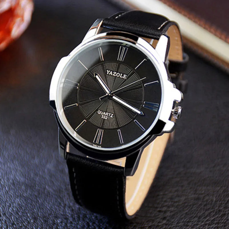 Hot YAZOLE Mens Watches Top Brand Luxury Blue Glass Watch Men Wristwatch Waterproof Leather Roman Men's Watch Male Clock relojes