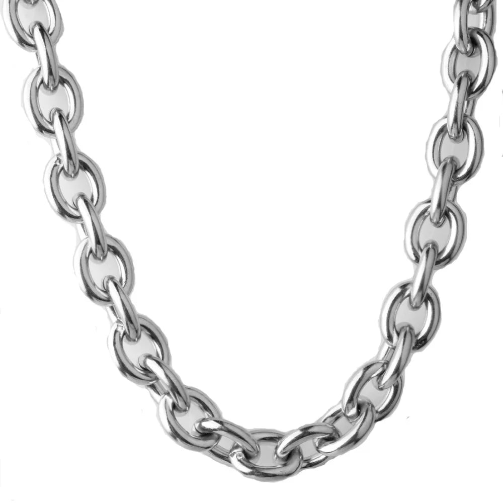 8"-40" 8/11/13/15mm Fashion Silver Color Womens Mens Stainless Steel Rolo Oval Link Chains Necklaces Jewellery