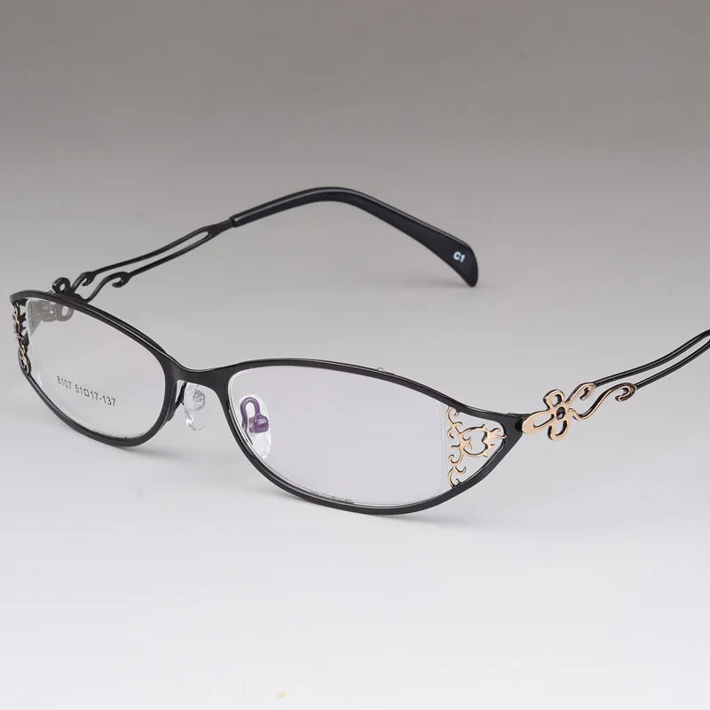 BCLEAR Ladies Business Glasses Frames Hollow Carved Metal Full Frame Glasses Beautiful Fashion Alloy Ultra-Light Eyeglasses New