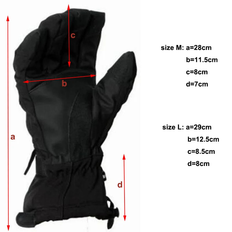 Waterproof Ski Gloves for Men Fleece Snowboard Gloves Snowmobile Motorcycle Riding Winter Gloves Windproof Snow Skiing Gloves