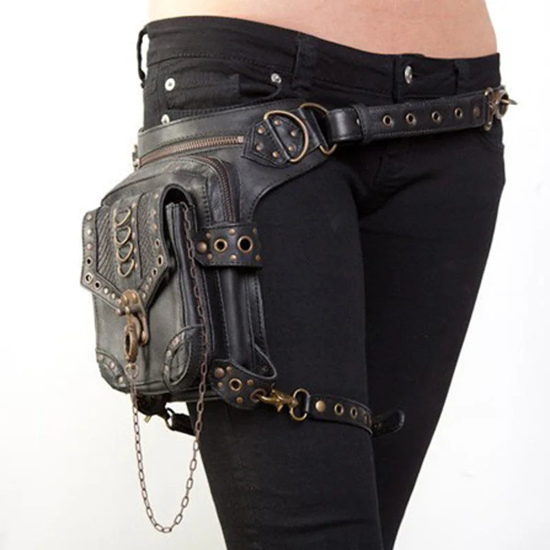 Steampunk Waist Leg Bags Women Men Victorian Style Holster Bag Motorcycle Thigh Hip Belt Packs Messenger Shoulder Bags
