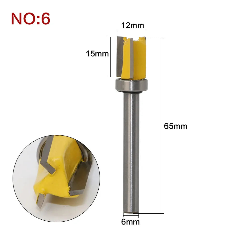 1PC 6mm Shank Template Trim Hinge Mortising Router Bit Straight end mill trimmer cleaning flush trim Tenon Cutter forWoodworking
