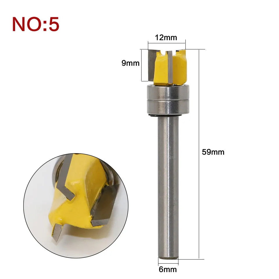 1PC 6mm Shank Template Trim Hinge Mortising Router Bit Straight end mill trimmer cleaning flush trim Tenon Cutter forWoodworking