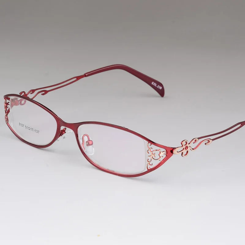 BCLEAR Ladies Business Glasses Frames Hollow Carved Metal Full Frame Glasses Beautiful Fashion Alloy Ultra-Light Eyeglasses New