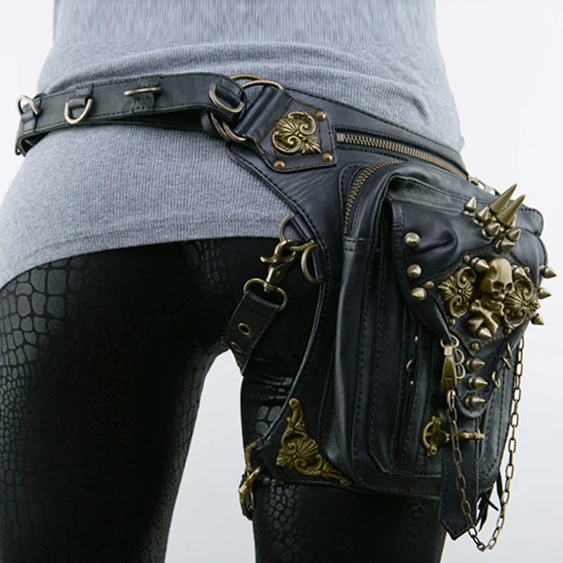Steampunk Waist Leg Bags Women Men Victorian Style Holster Bag Motorcycle Thigh Hip Belt Packs Messenger Shoulder Bags