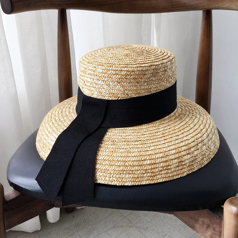 01904-jiejia201901 dropshipping handmade straw  new summer Hepburn style flat  lady sun cap women leisure holiday beach hat