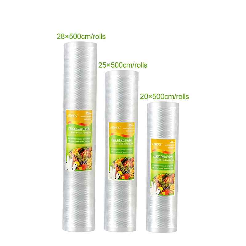 ATWFS Vacuum Sealer Bags for Food Saver Sealing Machine Plastic Storage Vacuum Bag Kitchen Packer Vacum Bag 3-5 Packaging Rolls