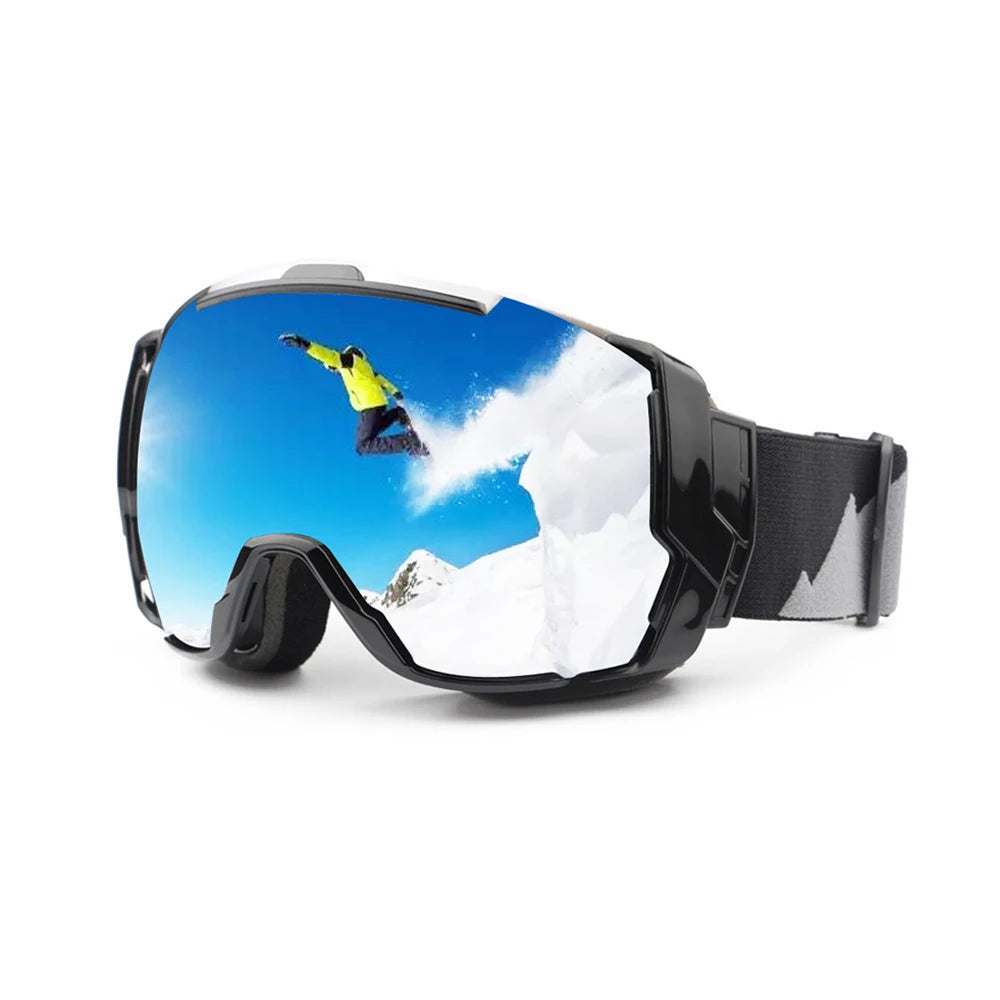 Ski Goggles UV400 Anti-fog with Sunny Day Lens and Cloudy Day Lens Options, Snowboard Sunglasses Wear Over Rx Glasses